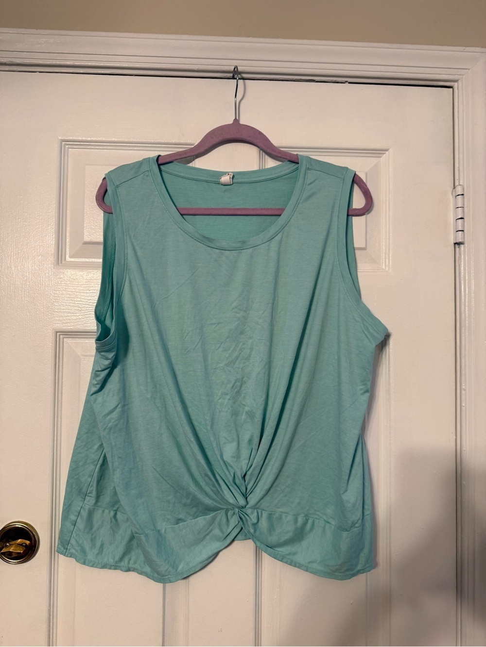 Yogalicious Teal Twist-Front Sleeveless Tank